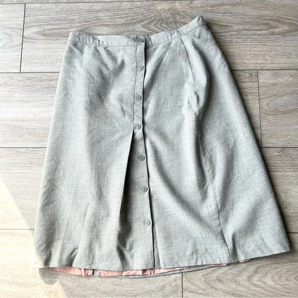 Vintage Pure Wool A Line Button Front Midi Skirt - Picture 3 of 14